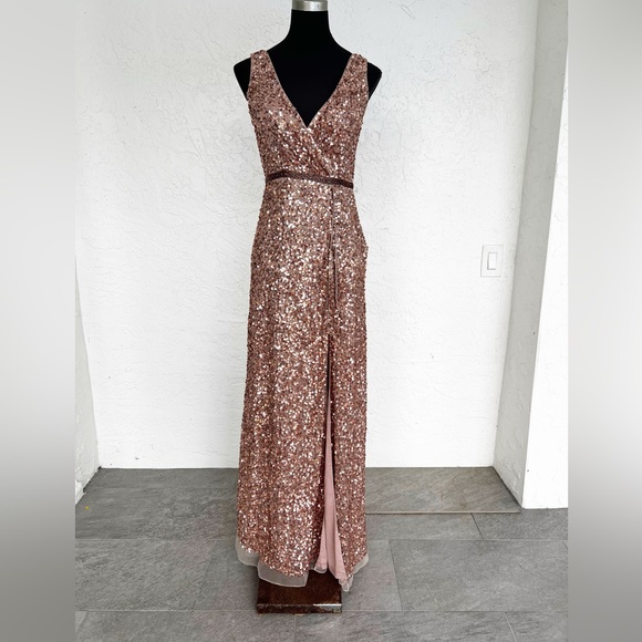 Mac Duggal Sequin Faux Wrap Gown 5539 Womens size 4 - Picture 4 of 10